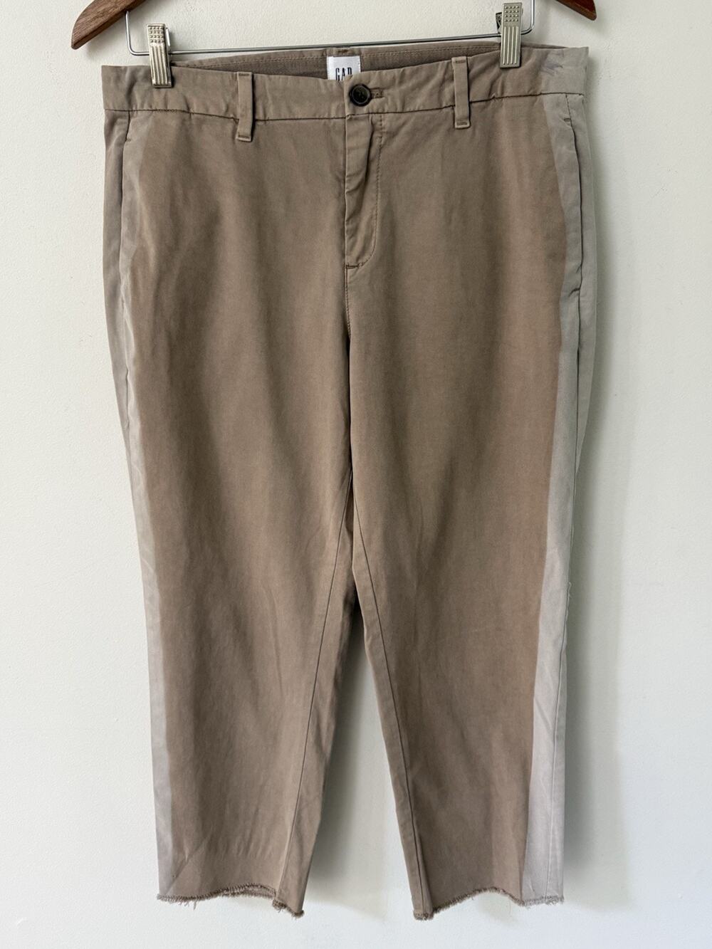 Gap Womens Girlfriend Cropped Chino Pants Size 10 Petite Brown Zip Casual Boho